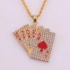 Hip Hop Zircon Playing Card Flush Straight Pendant Necklaces For Women Men's Golden Punk Necklace 2022 Trend Jewelry