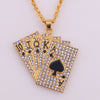 Hip Hop Zircon Playing Card Flush Straight Pendant Necklaces For Women Men's Golden Punk Necklace 2022 Trend Jewelry
