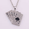 Hip Hop Zircon Playing Card Flush Straight Pendant Necklaces For Women Men's Golden Punk Necklace 2022 Trend Jewelry