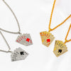 Hip Hop Zircon Playing Card Flush Straight Pendant Necklaces For Women Men's Golden Punk Necklace 2022 Trend Jewelry