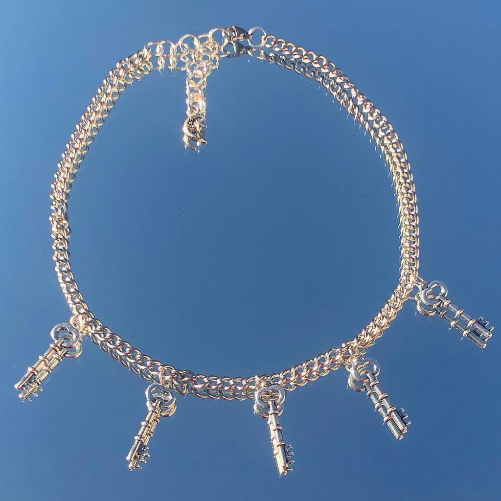 Hip-hop Punk Butterfly Key Pendant Necklace Harajuku Vintage Multiple Keys Necklaces For Women Men Jewelry