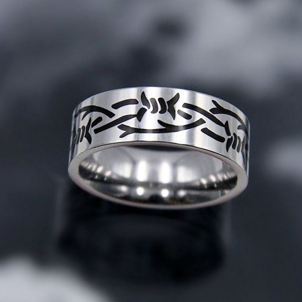 Hip-hop Stainless Steel Creative Punk Butterfly Flame Ring Vintage Gothic Cross Rings For Women Men Couple  Jewelry