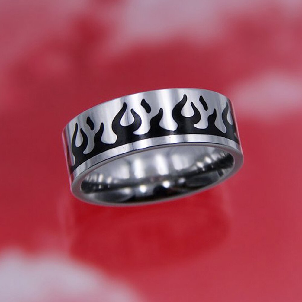 Hip-hop Stainless Steel Creative Punk Butterfly Flame Ring Vintage Gothic Cross Rings For Women Men Couple  Jewelry