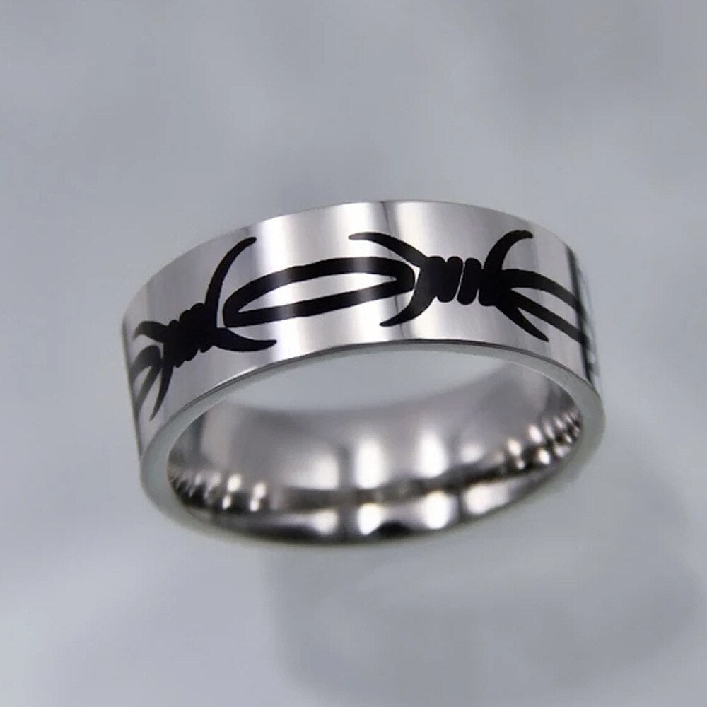 Hip-hop Stainless Steel Creative Punk Butterfly Flame Ring Vintage Gothic Cross Rings For Women Men Couple  Jewelry