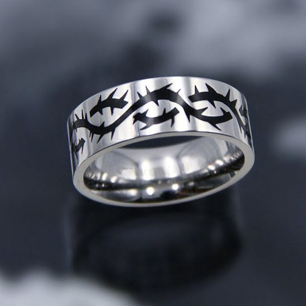 Hip-hop Stainless Steel Creative Punk Butterfly Flame Ring Vintage Gothic Cross Rings For Women Men Couple  Jewelry