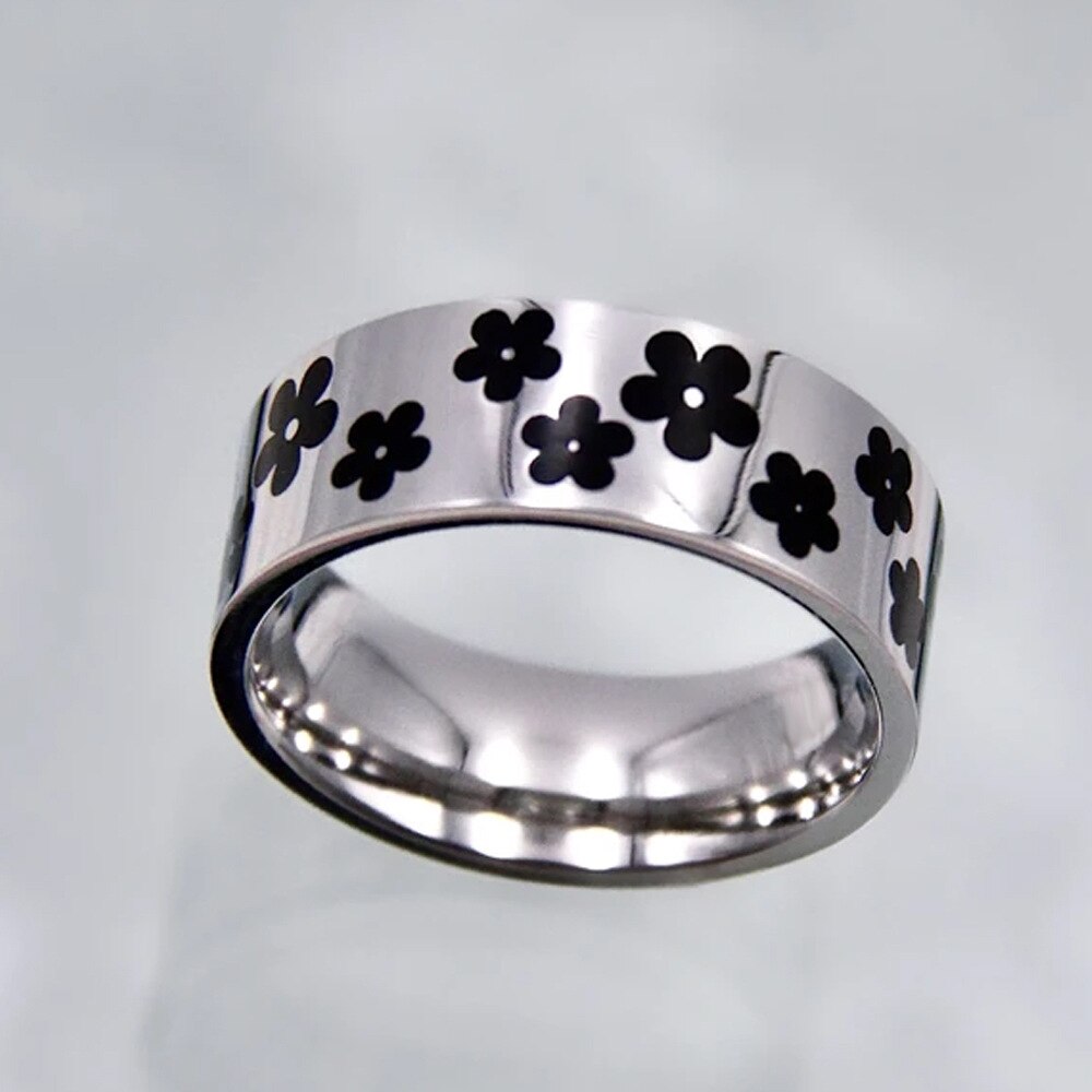 Hip-hop Stainless Steel Creative Punk Butterfly Flame Ring Vintage Gothic Cross Rings For Women Men Couple  Jewelry