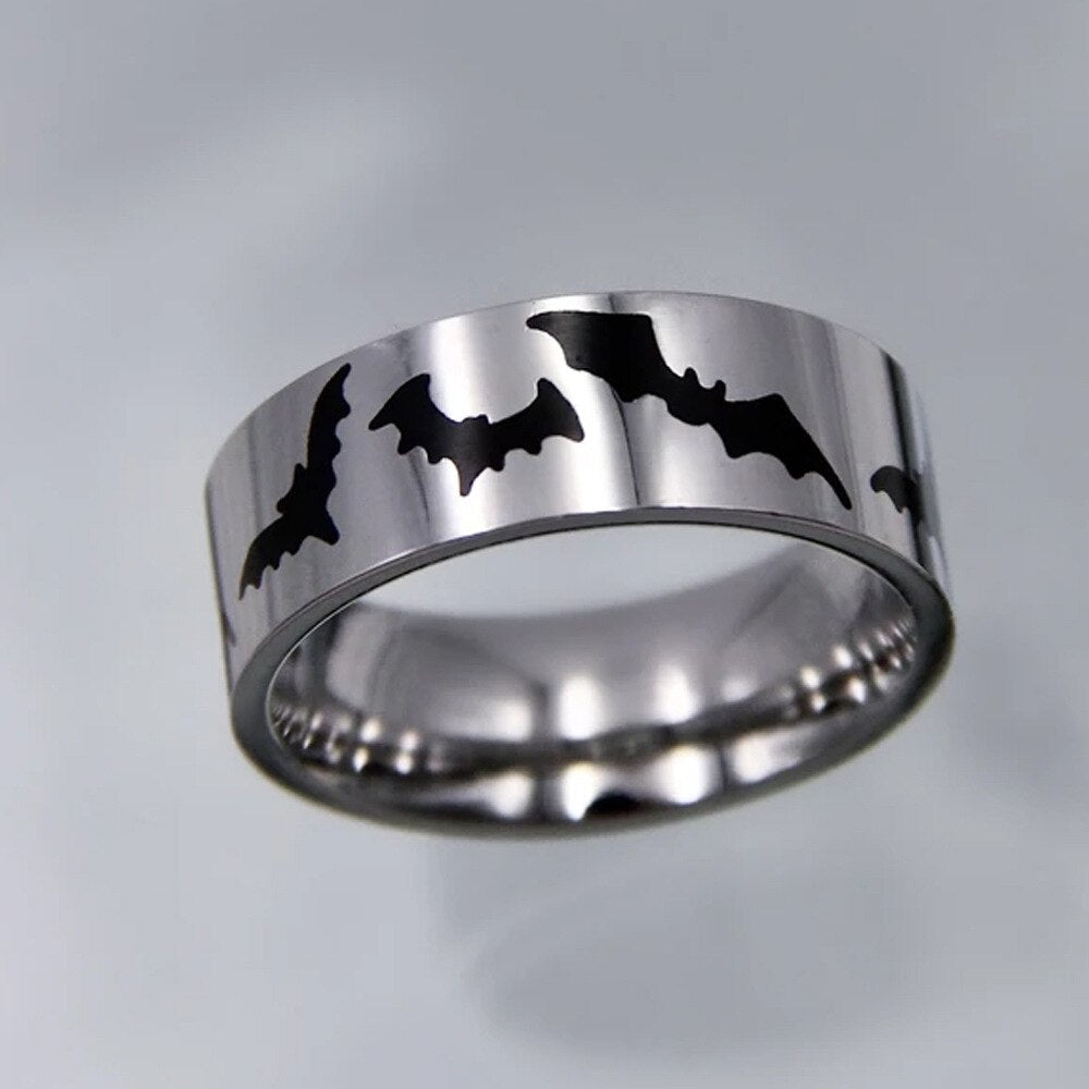 Hip-hop Stainless Steel Creative Punk Butterfly Flame Ring Vintage Gothic Cross Rings For Women Men Couple  Jewelry