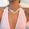 Hip-hop Street Personality Dance Di Color Heart-shaped Bohemian Necklace Alloy Acrylic Creative Thick Chain Necklace Female