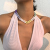 Hip-hop Street Personality Dance Di Color Heart-shaped Bohemian Necklace Alloy Acrylic Creative Thick Chain Necklace Female