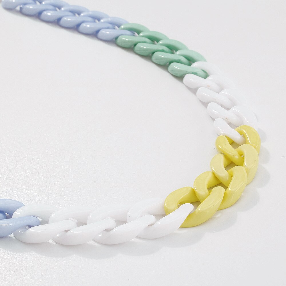 Hip-hop Street Personality Dance Di Color Heart-shaped Bohemian Necklace Alloy Acrylic Creative Thick Chain Necklace Female