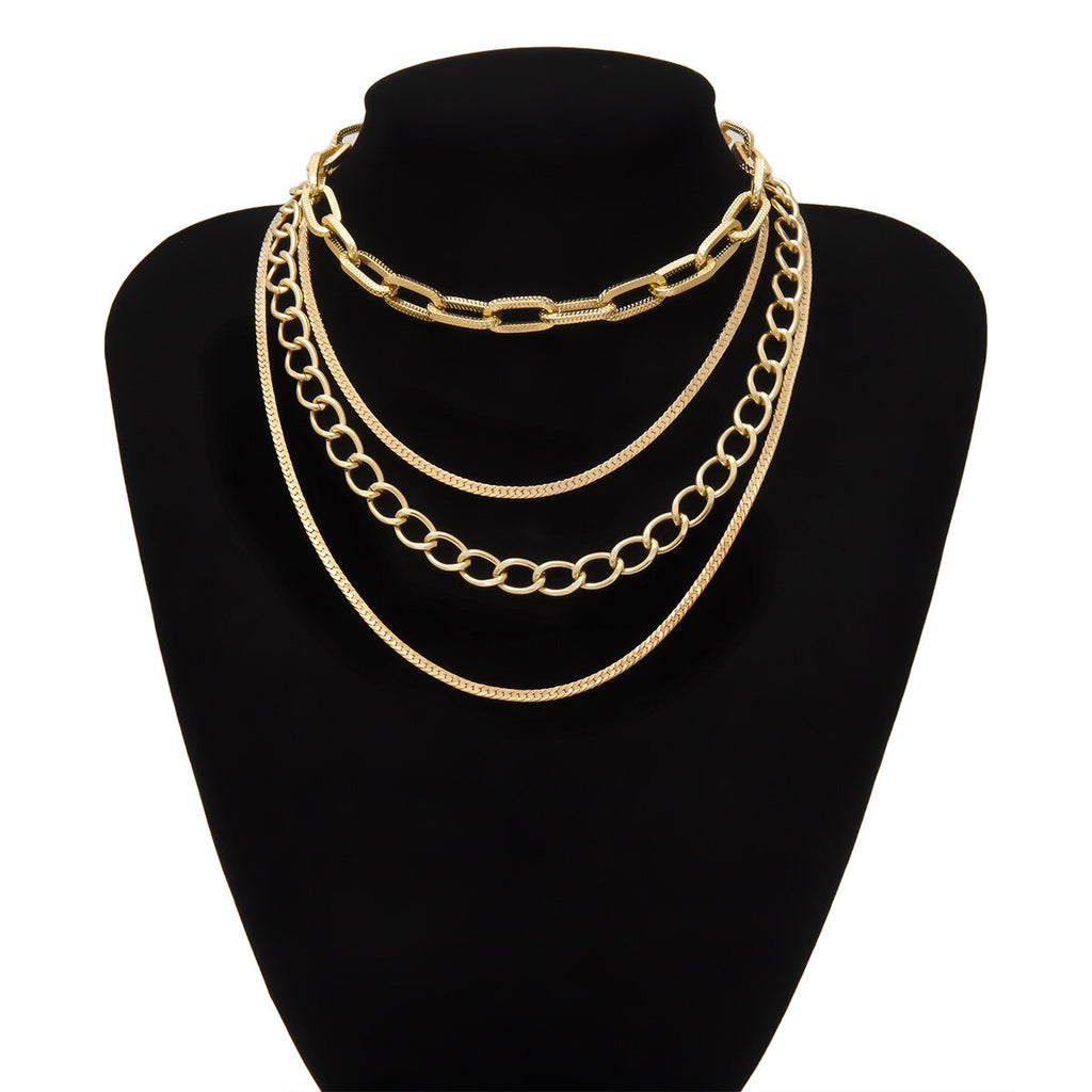 Hiphop Multi Layer Chain Necklace Gold Punk Choker Necklace for Women Statement Chain Decoration on the Neck Gifts