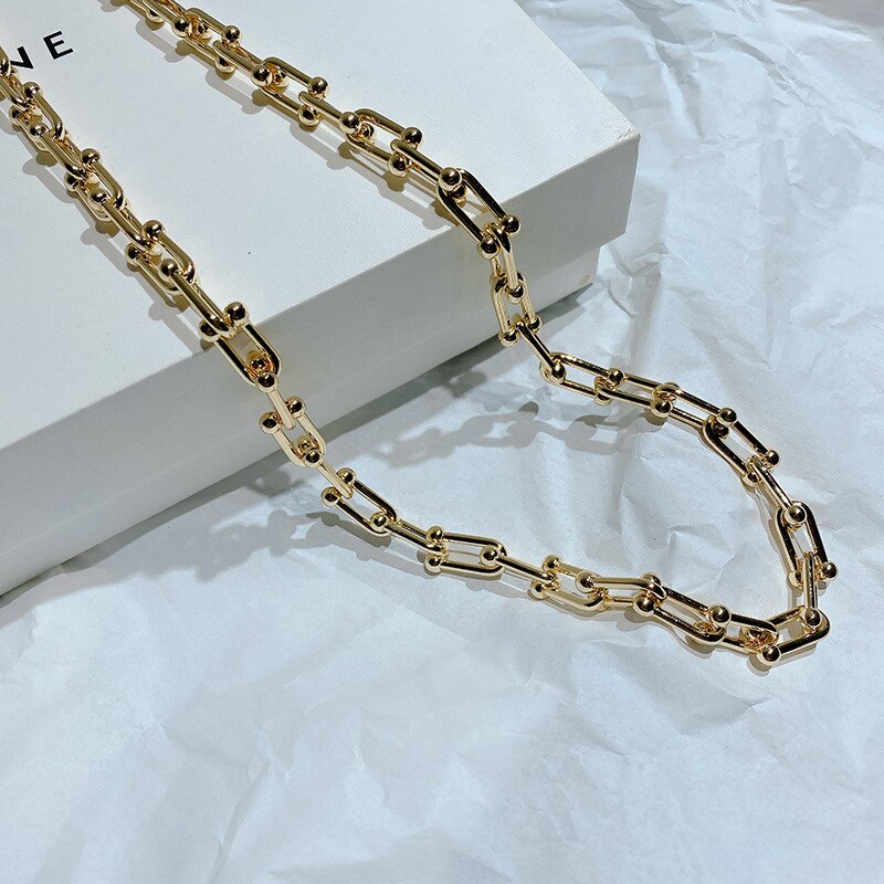 Hiphop Necklace Vintage Metal Chain Chokers Necklaces for Women U Shape Chain Necklace Punk Jewelry Gothic Colliers 2021