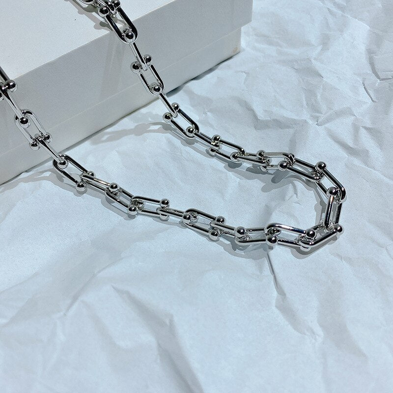 Hiphop Necklace Vintage Metal Chain Chokers Necklaces for Women U Shape Chain Necklace Punk Jewelry Gothic Colliers 2021