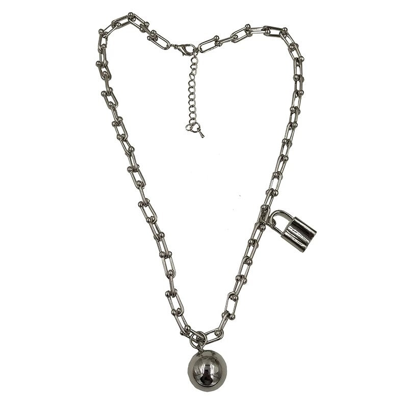 Hiphop Necklace Vintage Metal Chain Chokers Necklaces for Women U Shape Chain Necklace Punk Jewelry Gothic Colliers 2021