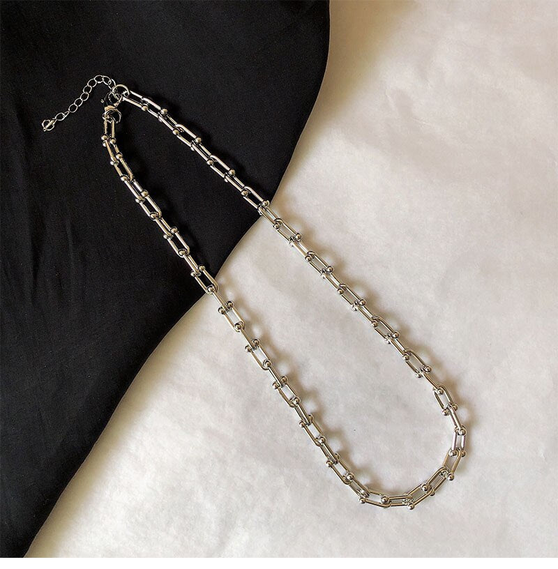 Hiphop Necklace Vintage Metal Chain Chokers Necklaces for Women U Shape Chain Necklace Punk Jewelry Gothic Colliers 2021