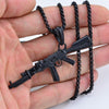 Hiphop Punk Gun Necklace Pendant Male 4Size Chain Hip Hop Jewelry Men Stainless Steel/Black/Gold Color Bijoux AK47 Necklace