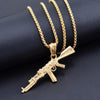 Hiphop Punk Gun Necklace Pendant Male 4Size Chain Hip Hop Jewelry Men Stainless Steel/Black/Gold Color Bijoux AK47 Necklace
