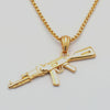 Hiphop Punk Gun Necklace Pendant Male 4Size Chain Hip Hop Jewelry Men Stainless Steel/Black/Gold Color Bijoux AK47 Necklace