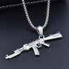 Hiphop Punk Gun Necklace Pendant Male 4Size Chain Hip Hop Jewelry Men Stainless Steel/Black/Gold Color Bijoux AK47 Necklace