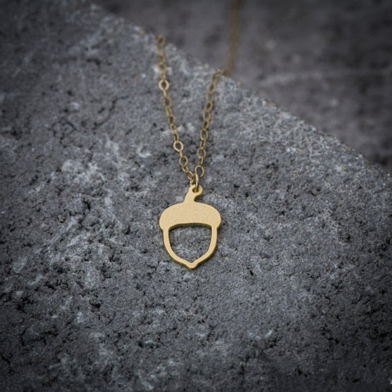 Hollow Gold Simple Pinecone Acorn Oak Pine Cone Shape Choker Chain Necklace Forest Plant Tree Fruit Minimalist Women Gifts