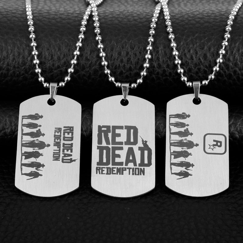 New&Game Red Dead Redemption 2 Necklace Stainless Steel Pendant Beaded Chain Jewelry for RDR2 Game fans Unisex 3 Styles