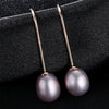 New Hot S925 Sterling Silver Jewelry for Women Fashion 5A Top Quality Natural Pearl Drop Earrings 7-8 mm Wedding Brige Earrings