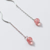 New Hot Sale 925 Sterling Silver Natural Strawberry Crystal Cute Long Tassel Earrings For Women Fine Jewelry oorbellen
