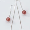 New Hot Sale 925 Sterling Silver Natural Strawberry Crystal Cute Long Tassel Earrings For Women Fine Jewelry oorbellen