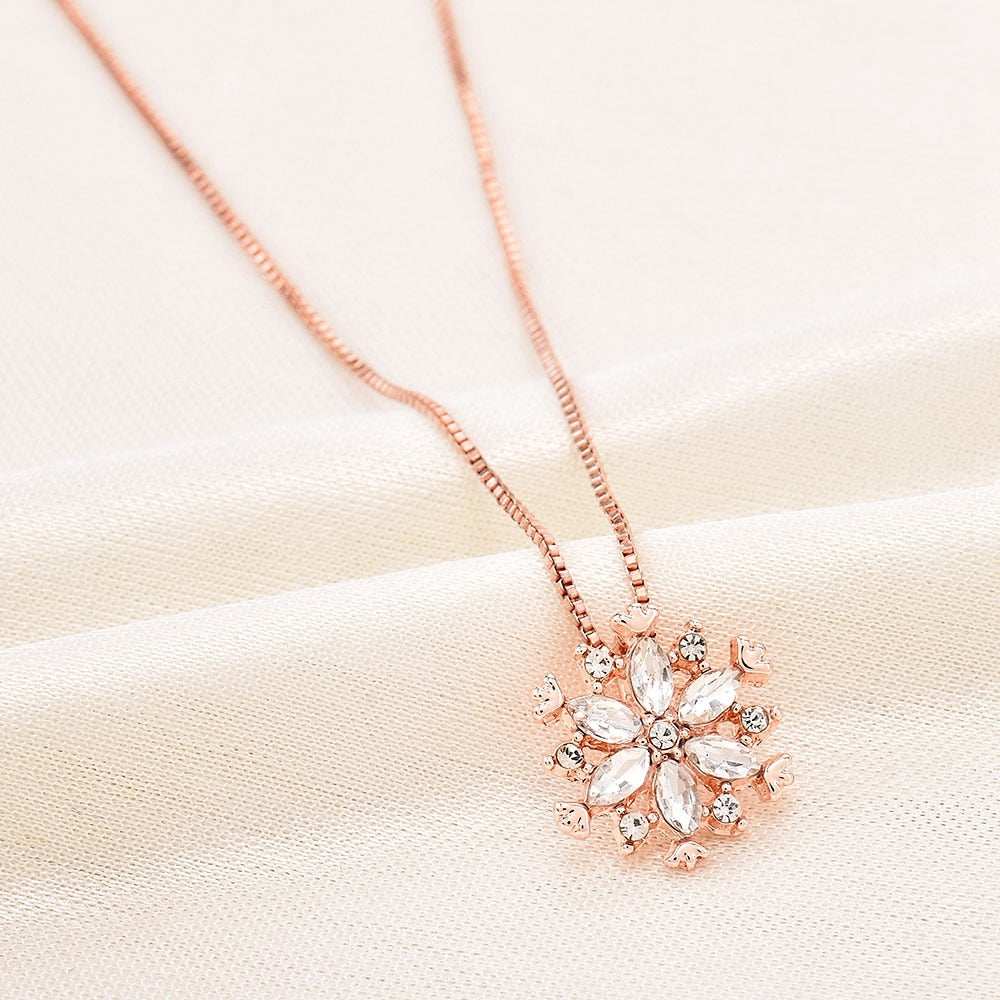 Temperament Popular  Snowflake Pendant Necklace Female Jewelry Anniversary Gift Girl