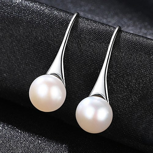 New Hot Sale Temperament Elegant Sweet Pearl Dangle Earrings For Women Silver 925 Jewelry White/Black/Pink Colors