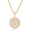 Iced Out Bitcoin Pendant Necklace With 4mm Tennis Chain Iced Out Bling Chain Necklace For Men Rhinestone Cuban Link Chain