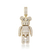 Iced Out Cartoon Bear Doll Pendant Claw Setting CZ Stone Bling Pendant Hip Hop Jewelry for Women Men Rapper Gift