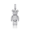 Iced Out Cartoon Bear Doll Pendant Claw Setting CZ Stone Bling Pendant Hip Hop Jewelry for Women Men Rapper Gift