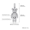 Iced Out Cartoon Bear Doll Pendant Claw Setting CZ Stone Bling Pendant Hip Hop Jewelry for Women Men Rapper Gift