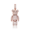 Iced Out Cartoon Bear Doll Pendant Claw Setting CZ Stone Bling Pendant Hip Hop Jewelry for Women Men Rapper Gift