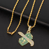 Iced Out Flying Cash Money Solid Pendant Necklace Women Men Hip Hop Gold Color Charm Chains Necklaces Jewelry Gifts