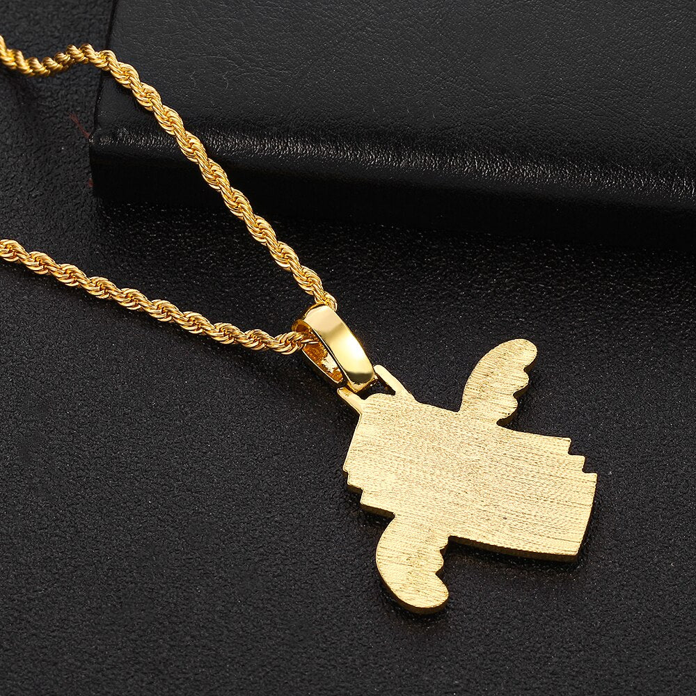 Iced Out Flying Cash Money Solid Pendant Necklace Women Men Hip Hop Gold Color Charm Chains Necklaces Jewelry Gifts