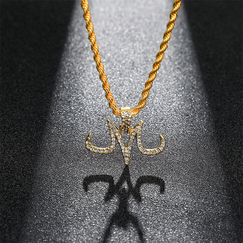 Iced Out Majin Pendant Necklace Chains Hip Hop Jewelry Gold Silver Color Micro Pave Zircon Gift for Men Women 2021 necklace