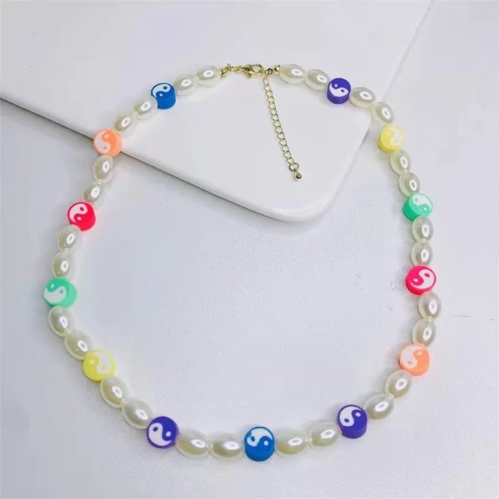Ins Creative Handmade Colorful Cute Tai Chi Necklace Color Yin Yang Gossip Necklaces For Women Girls Jewelry Gift
