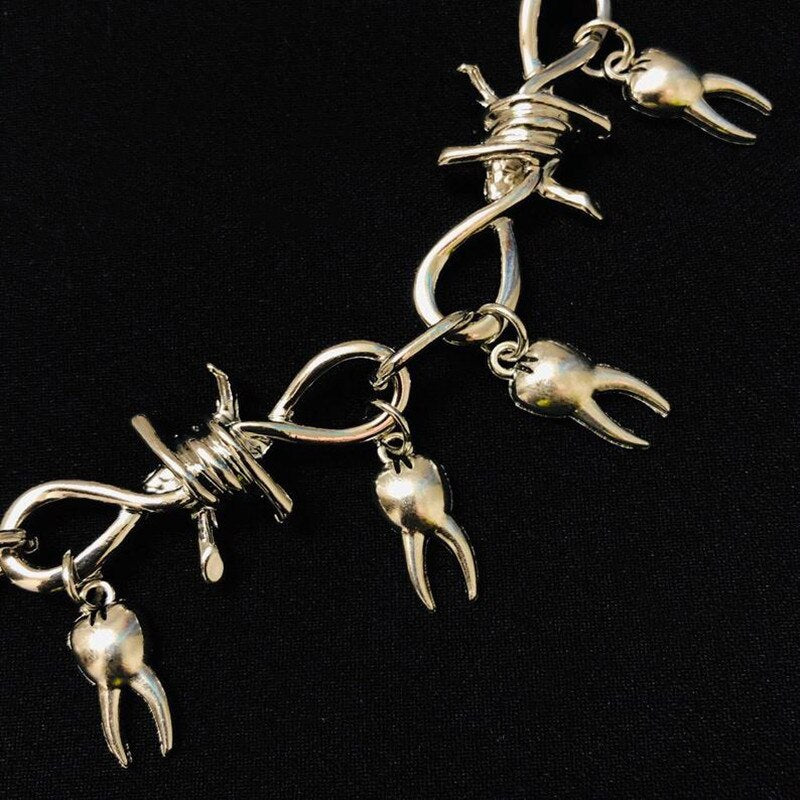 Ins Hip-hop Punk Thorns Teeth Necklace Creative Vintage Multiple Tooth Necklaces For Women Men Jewelry Gift