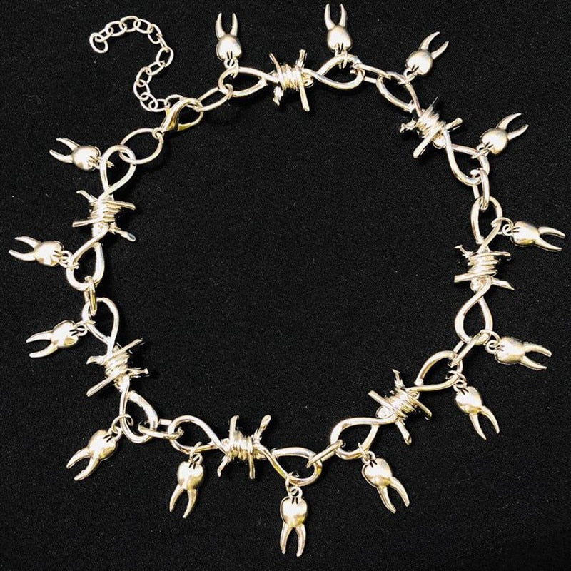 Ins Hip-hop Punk Thorns Teeth Necklace Creative Vintage Multiple Tooth Necklaces For Women Men Jewelry Gift