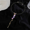 Ins Purple Butterfly Pendant Necklace Adjustable Clavicle Chain Elegant Tassel Collar Jewelry Gift