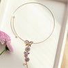 Ins Purple Butterfly Pendant Necklace Adjustable Clavicle Chain Elegant Tassel Collar Jewelry Gift