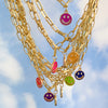 Ins Trendy Dripping Oil Smiley Face Necklace Personality Alloy Hollow Dripping Oil Double-sided Women Necklace