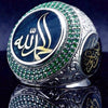 Islam Muslim Rune Pattern Ring Men's Ring Bohemian Crystal Inlaid Ring Religious Amulet Accessories Party Jewelry