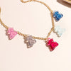 Jelly Colors Bears Necklaces for Women Bears Tassel Cold Silver Color Chain Choker Necklace Jewelry Gifts
