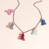 Jelly Colors Bears Necklaces for Women Bears Tassel Cold Silver Color Chain Choker Necklace Jewelry Gifts