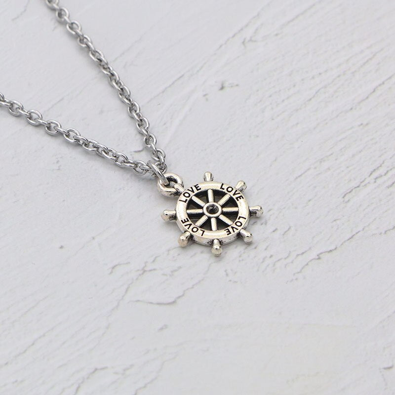 Jewelry Rudder Anchor Pendant Couple Necklace Vintage Choker Stainless Steel Women's Clothing With