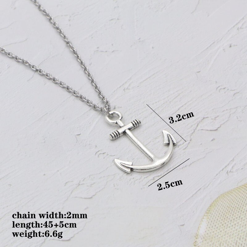 Jewelry Rudder Anchor Pendant Couple Necklace Vintage Choker Stainless Steel Women's Clothing With
