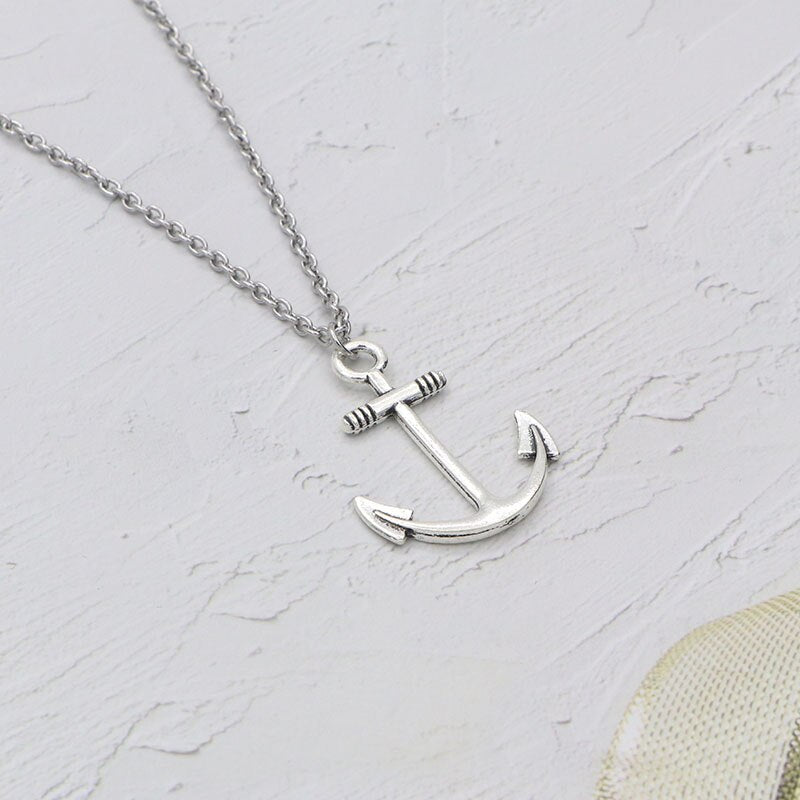 Jewelry Rudder Anchor Pendant Couple Necklace Vintage Choker Stainless Steel Women's Clothing With
